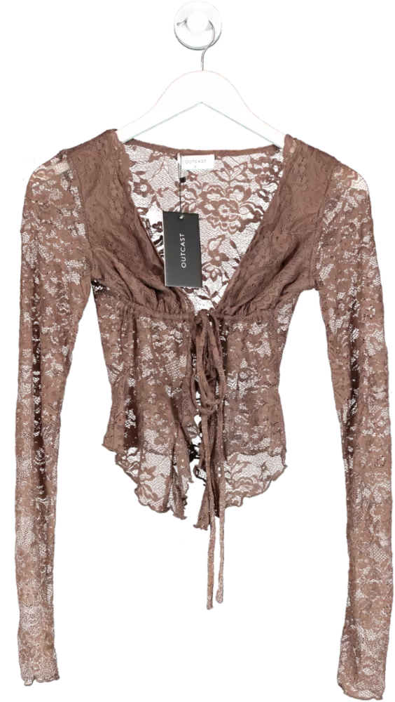 Outcast Brown Laura Lace Top In Mocha UK S