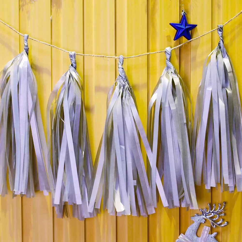 Paper Tassel Assembled or DIY Tassel Garland Wedding Photo Backdrop Birthday Party Decorations 12 silver  1bag