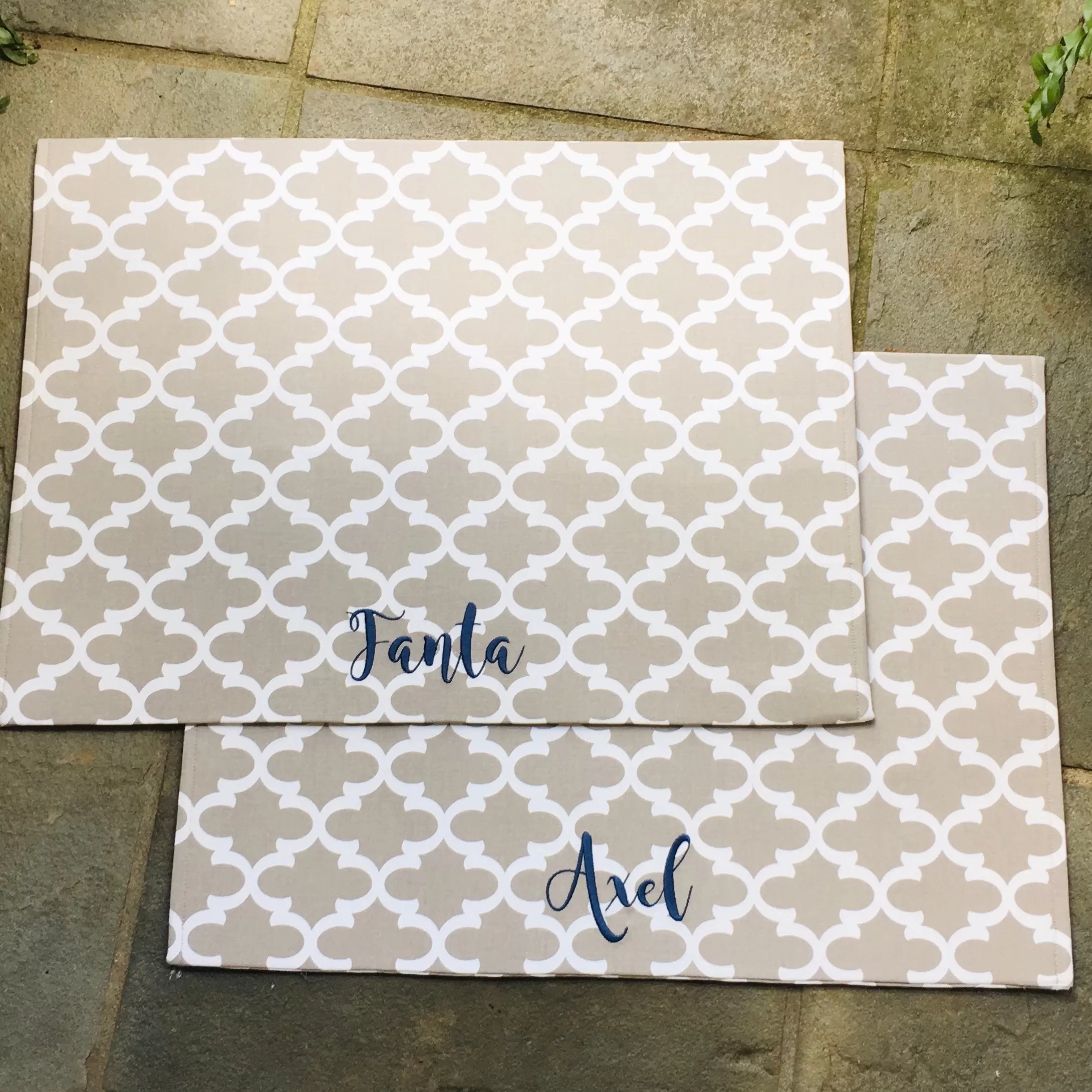 Quatrefoil Dog Bowl Placemats with Personalization