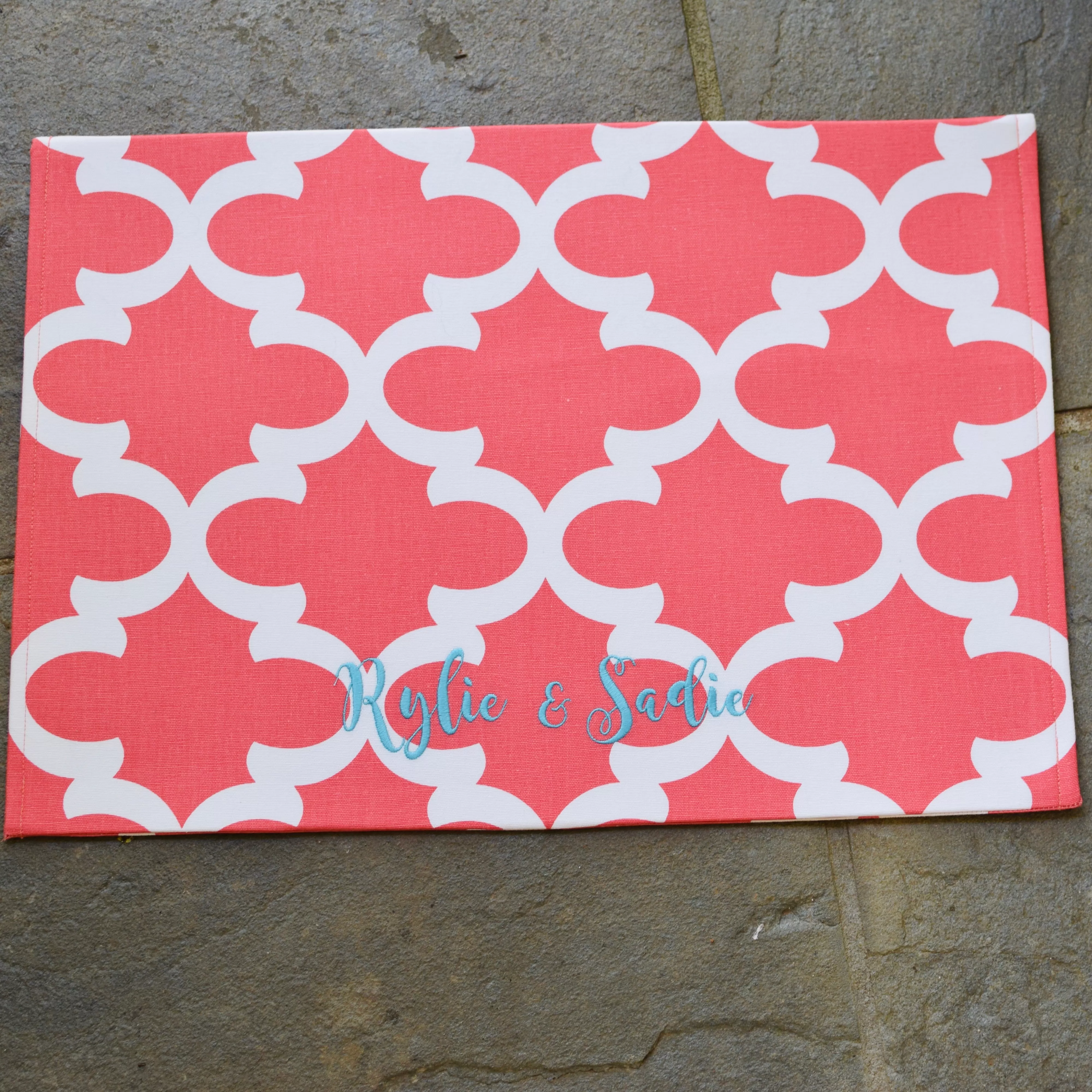 Quatrefoil Dog Bowl Placemats with Personalization