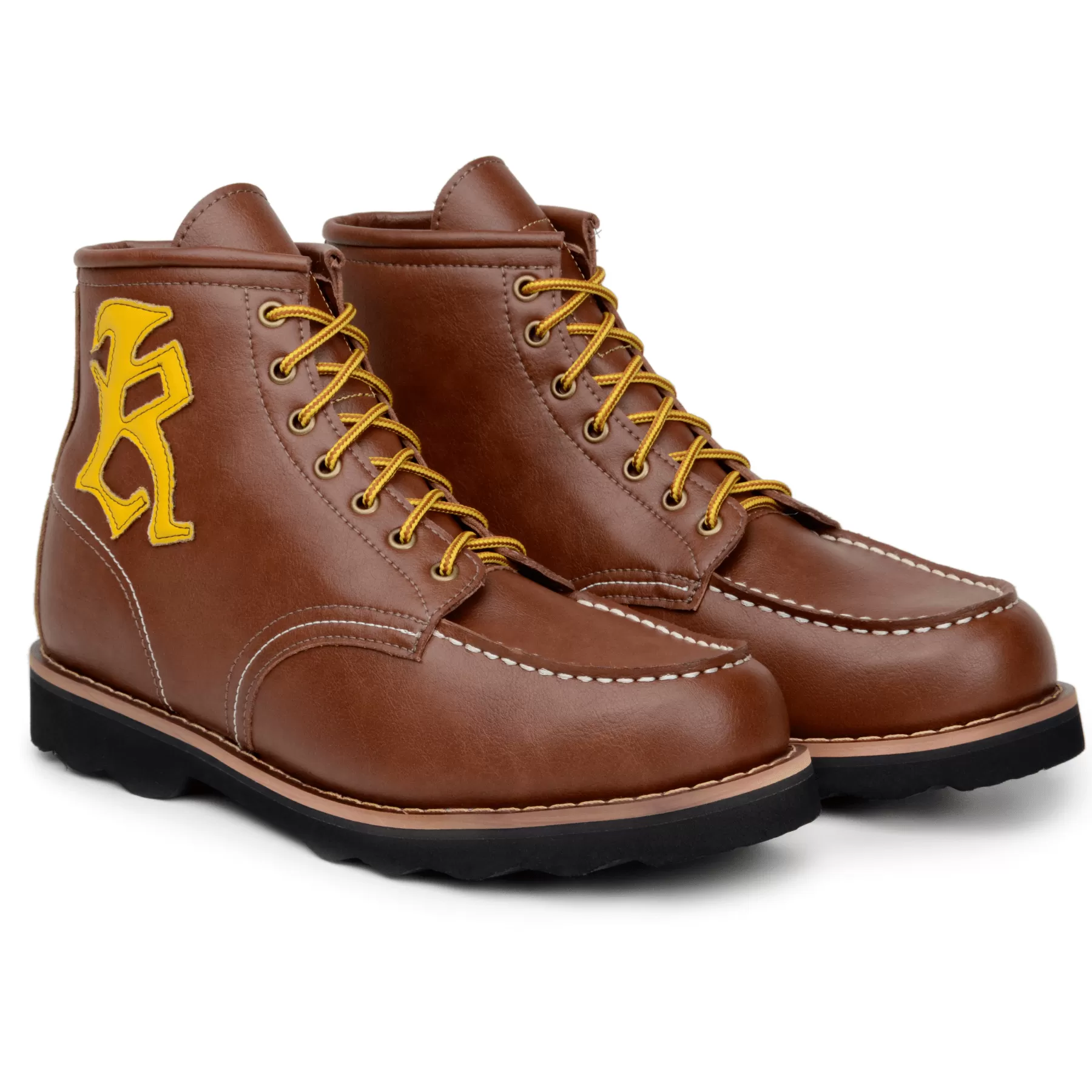 'Redwing' Vegan lace-up work boot by King55 - Cognac