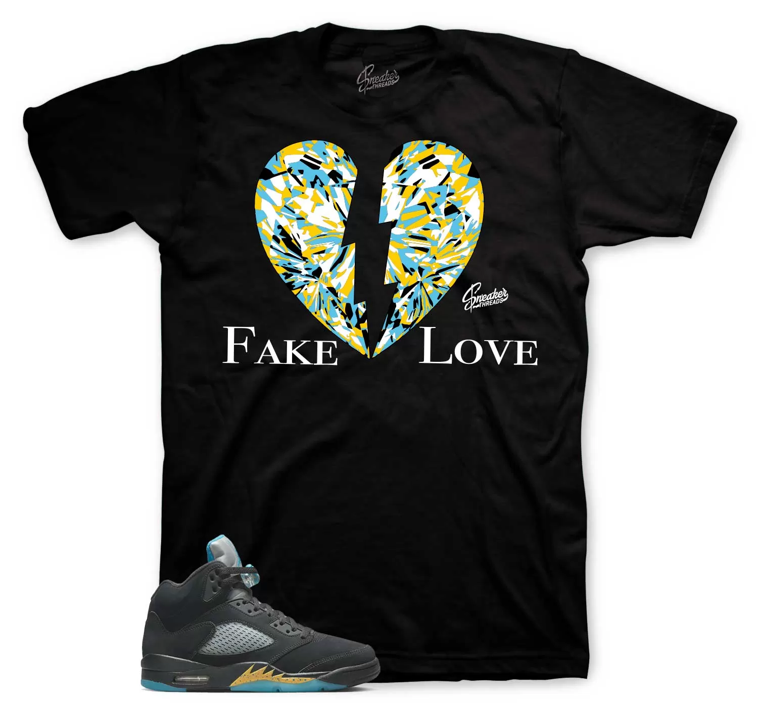 Retro 5 Aqua Shirt - Love - Black