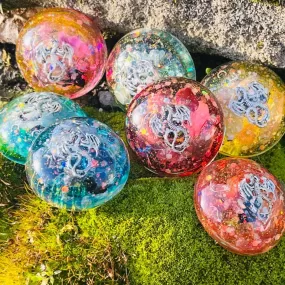 Rounded Orgonite Chakra Sets~ Infused with Dragon Charm or Skeleton Keys ~Elemental Energy