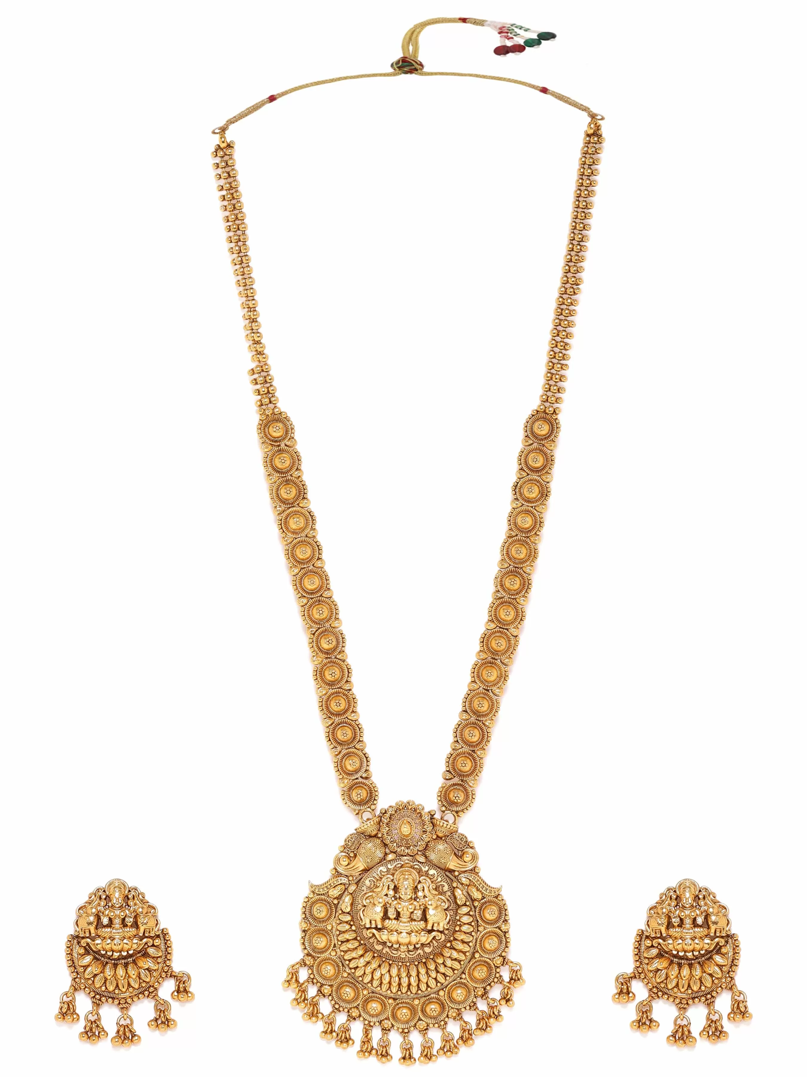 Rubans 22K Gold plated Mesmerizing Handcrafted Temple Jewellery Set