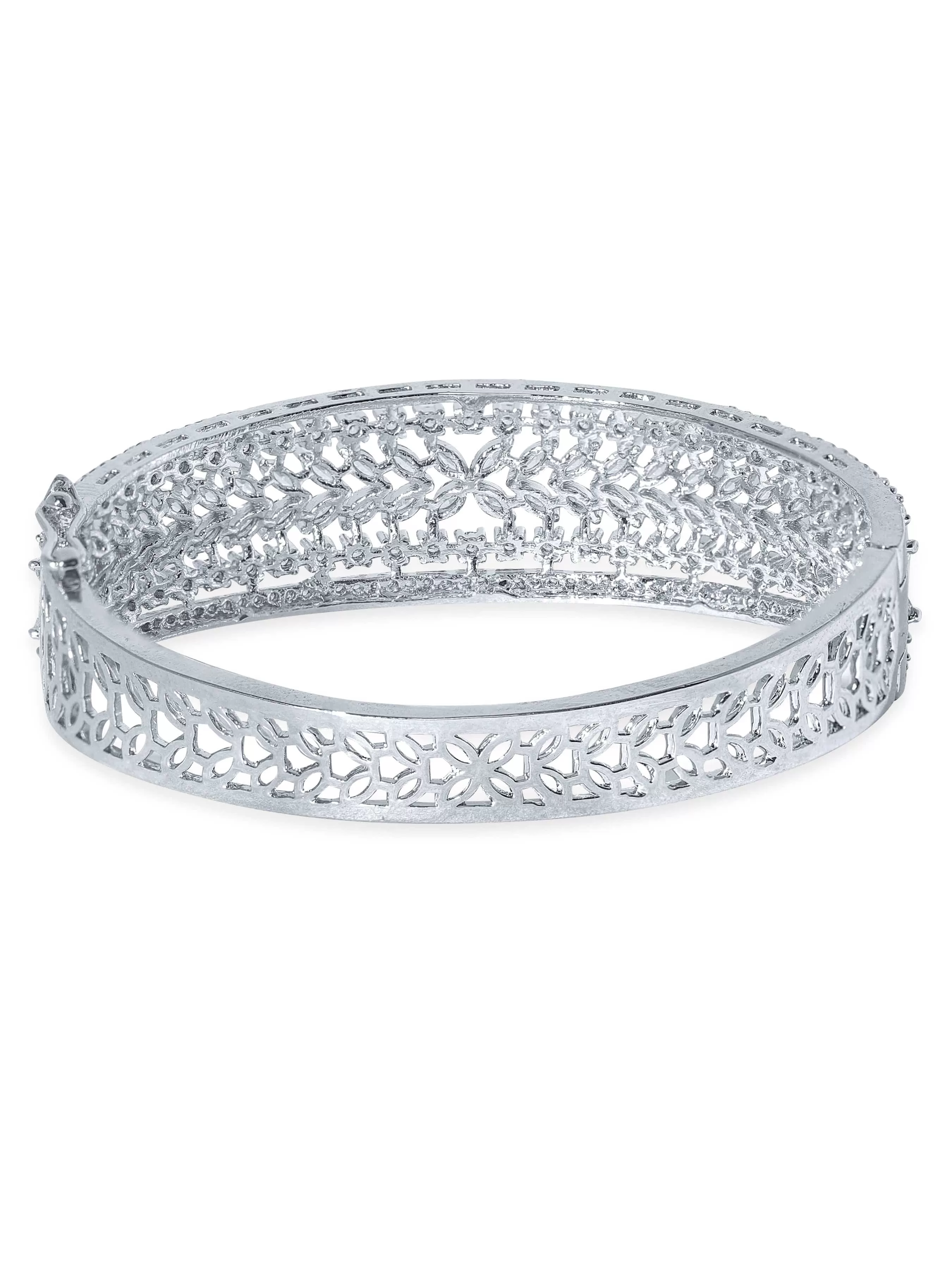 Rubans Elegance In Radiance Rhodium Plated Zirconia Studded Bracelet