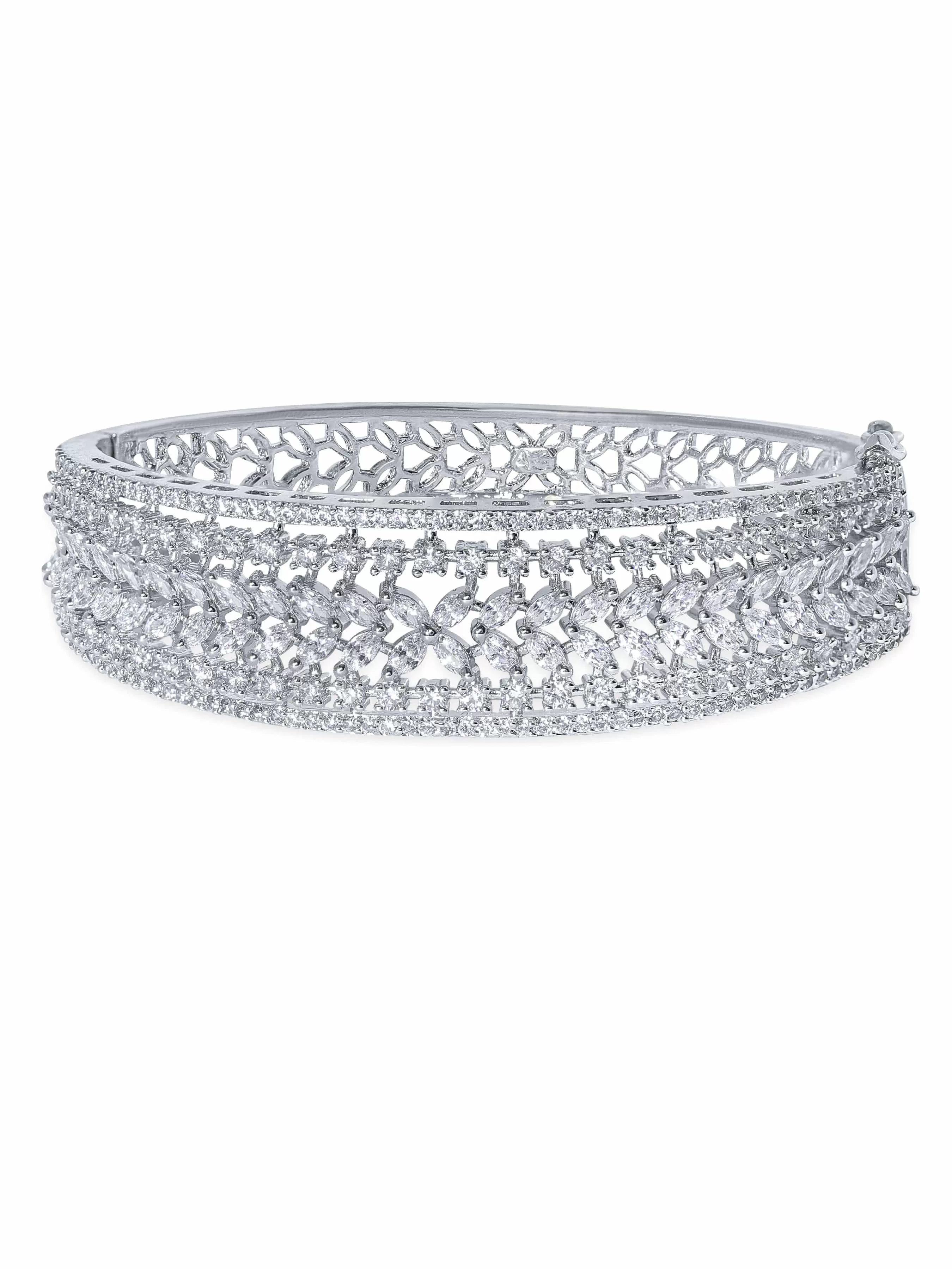 Rubans Elegance In Radiance Rhodium Plated Zirconia Studded Bracelet