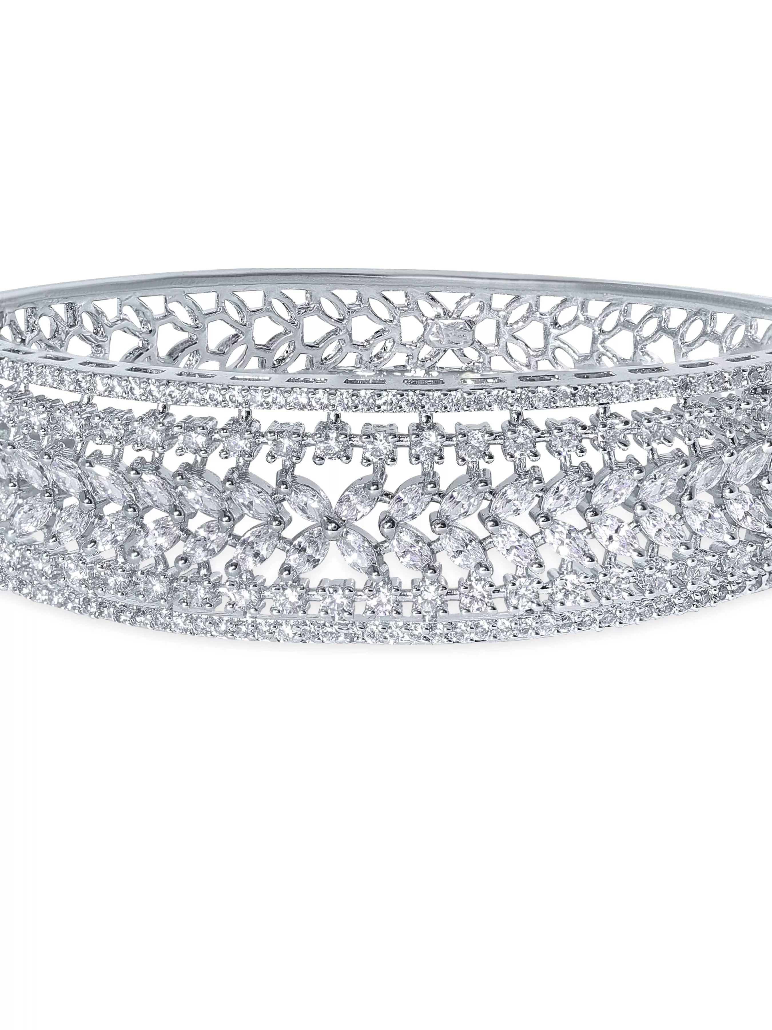 Rubans Elegance In Radiance Rhodium Plated Zirconia Studded Bracelet