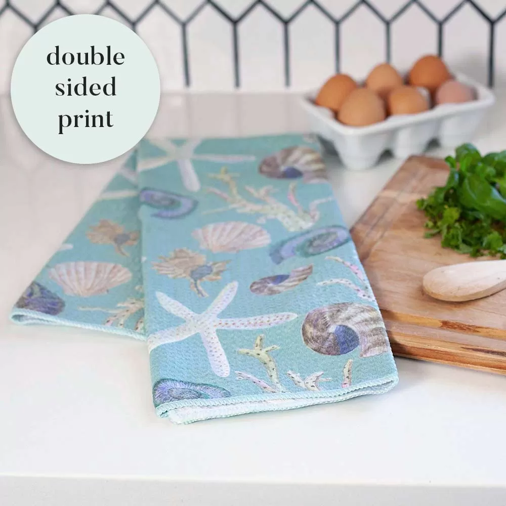 Sea Treasures blu Kitchen Tea Towel-Double Side Printed