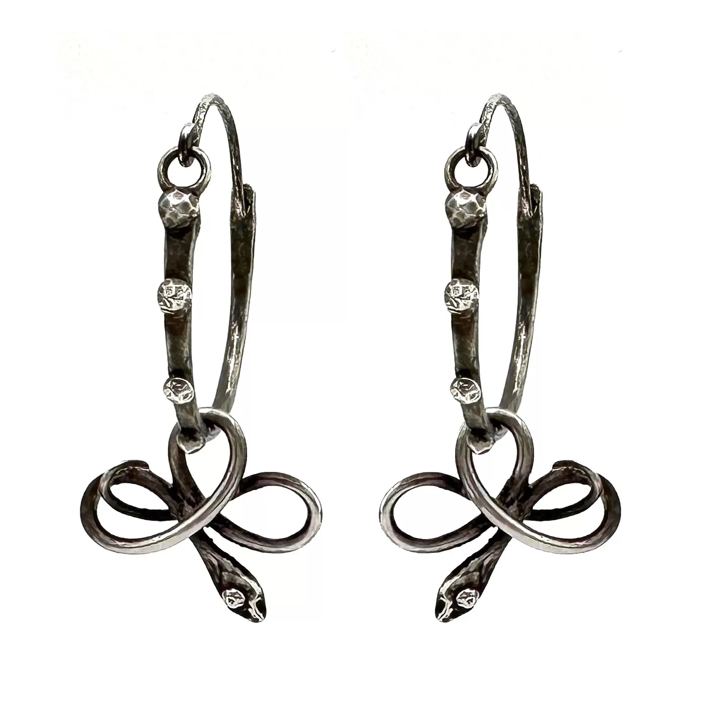 SERPENT RIVETED Midi Hoops - Silver