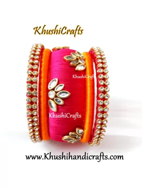 Silk Thread Bangles in Pink and Orange!!