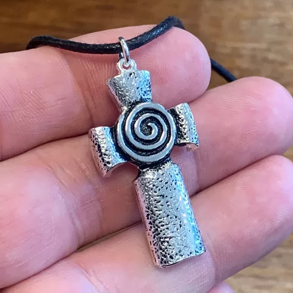 Spiral Celtic Cross Necklace - Pewter