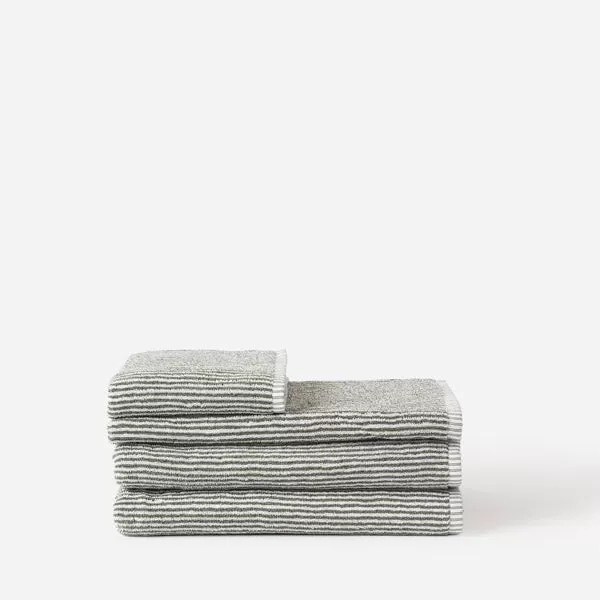 Stripe Cotton Bath Towel - Olive/White