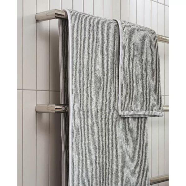 Stripe Cotton Bath Towel - Olive/White