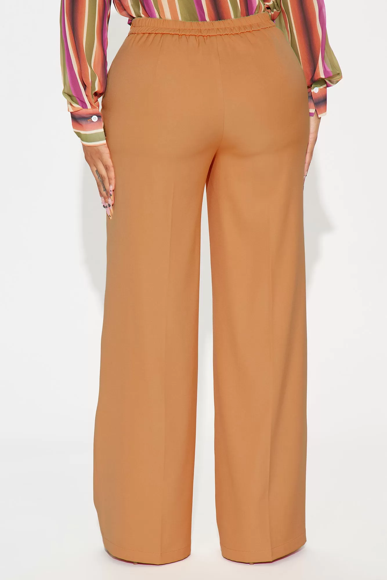 Taking It In Wide Leg Trouser - Peach