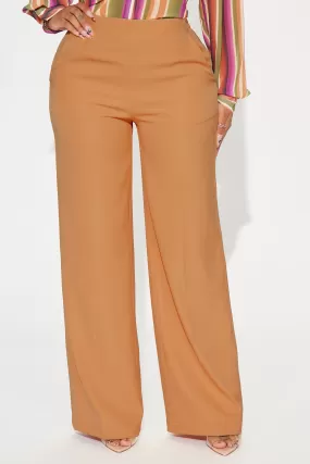 Taking It In Wide Leg Trouser - Peach