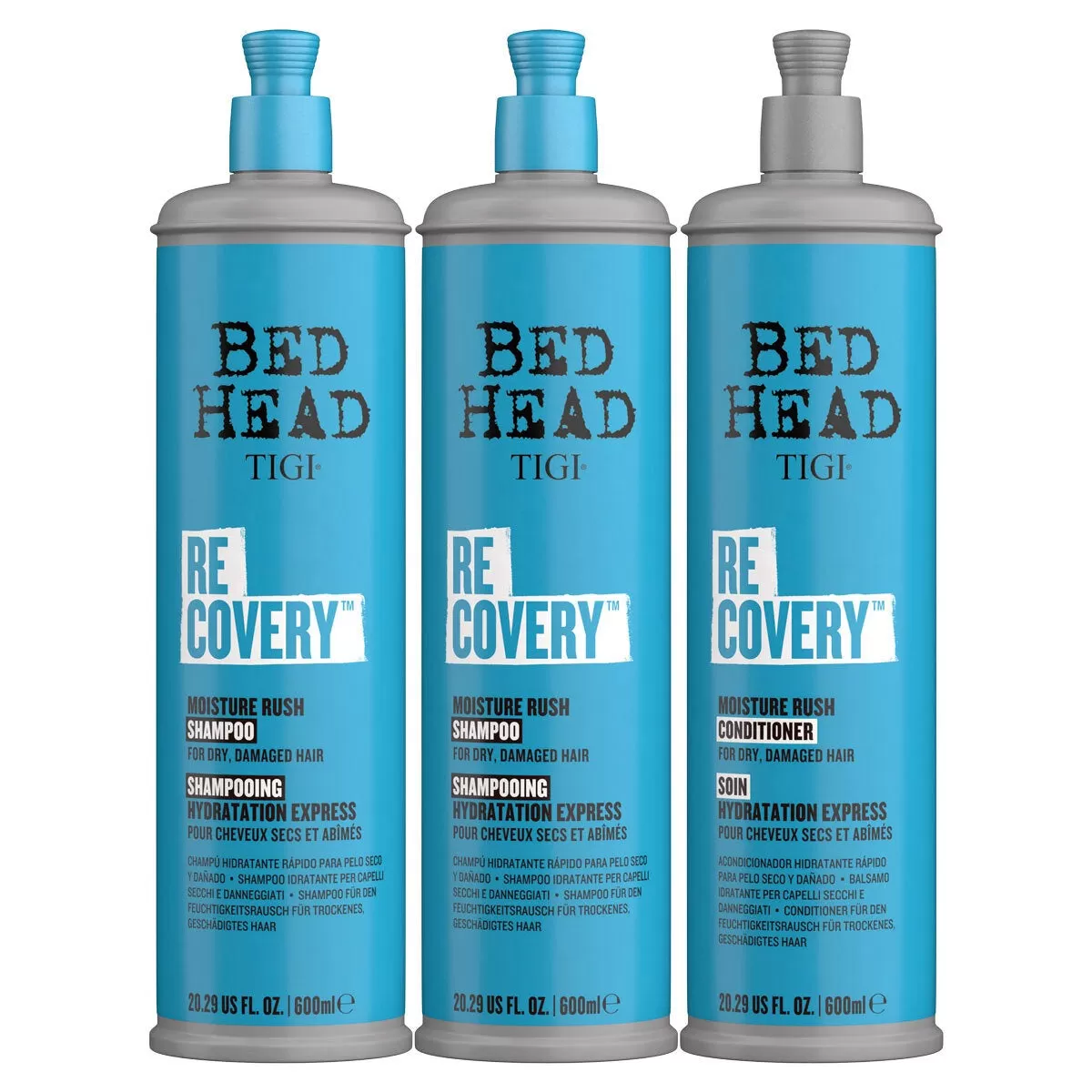 Tigi Bed head Recovery Moisture Rush  Shampoo 2x600ml   Conditioner 600ml