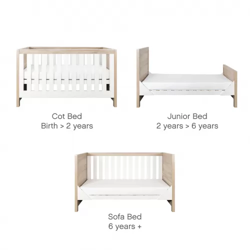 Tutti Bambini Modena 2 Piece Room Set  (Cot Bed & Changer) White/Oak