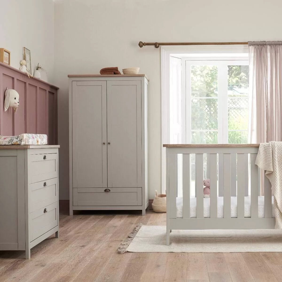 Tutti Bambini Verona 3 Piece Room Set - Dove Grey/Oak