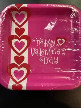 Valentines Day Pink  7 Square Plates