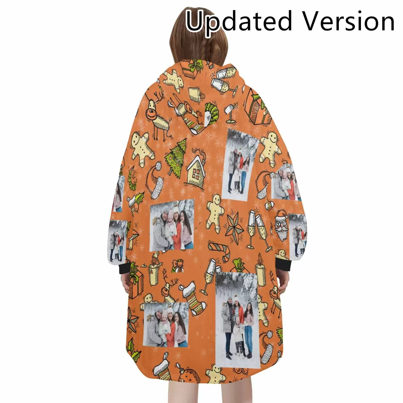 Wearable Blanket Custom Photo Christmas Doll Blanket Hoodie for Women Personalized Oversized Hoodie Fleece Blanket Photo Gifts