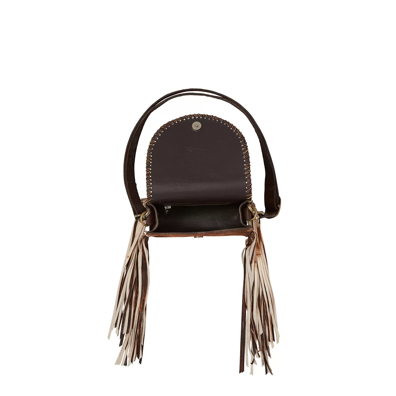 Whipstitch Fringe Crossbody :: Brown