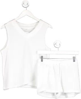 White Knit Look Shorts And Tank Top UK L