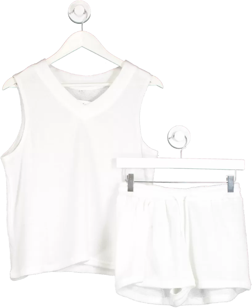 White Knit Look Shorts And Tank Top UK L