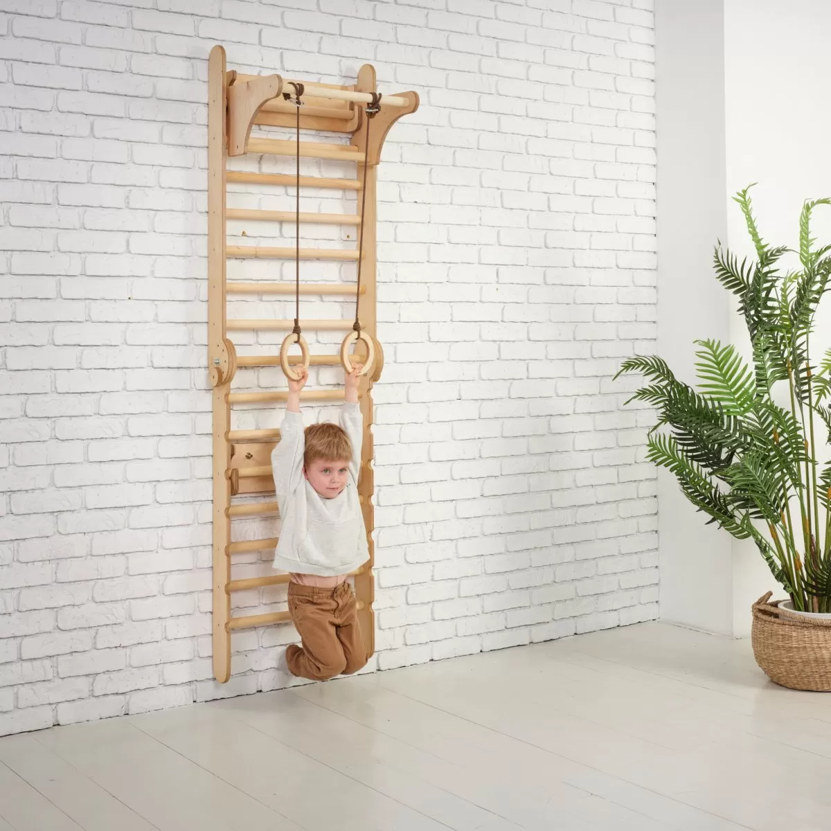 Wooden Swedish Wall Climbing Ladder for Children   Swing Set