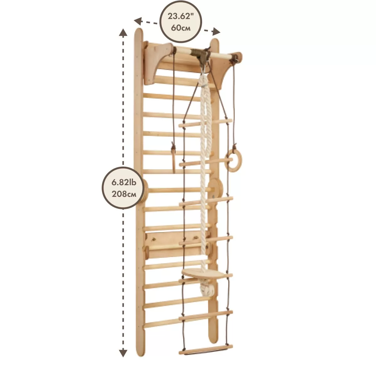 Wooden Swedish Wall Climbing Ladder for Children   Swing Set