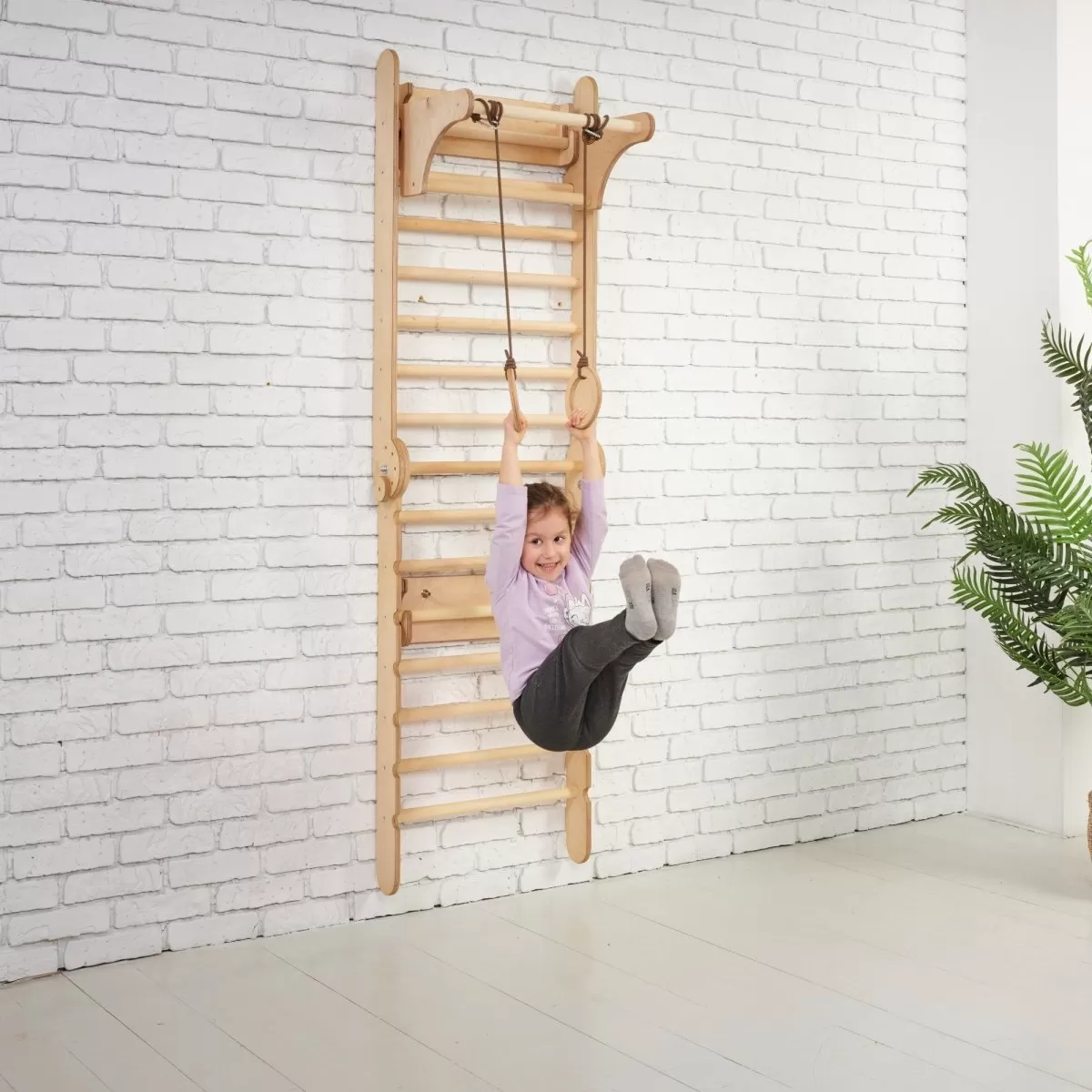 Wooden Swedish Wall Climbing Ladder for Children   Swing Set