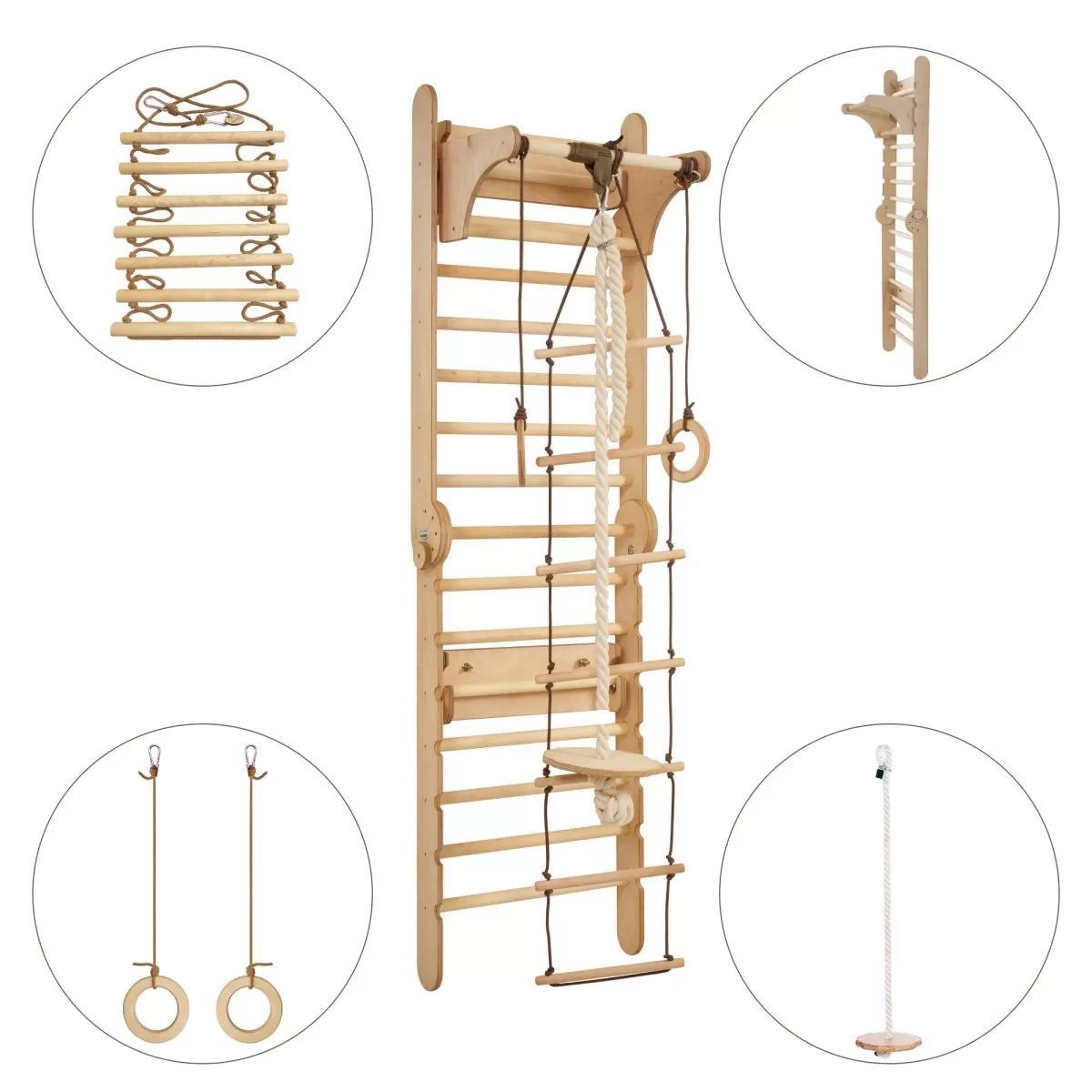 Wooden Swedish Wall Climbing Ladder for Children   Swing Set