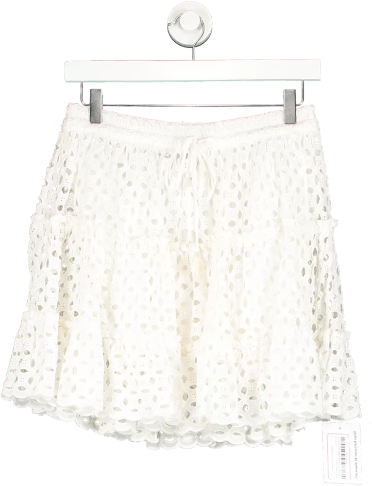 ZARA White Broderie Lace Swing Mini Skirt UK XS